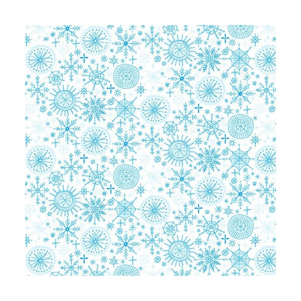 Tissu patchwork Noël flocons bleus fond blanc - By Golly, Get Jolly ! Dimensions:par 10 cm - Photo n°1