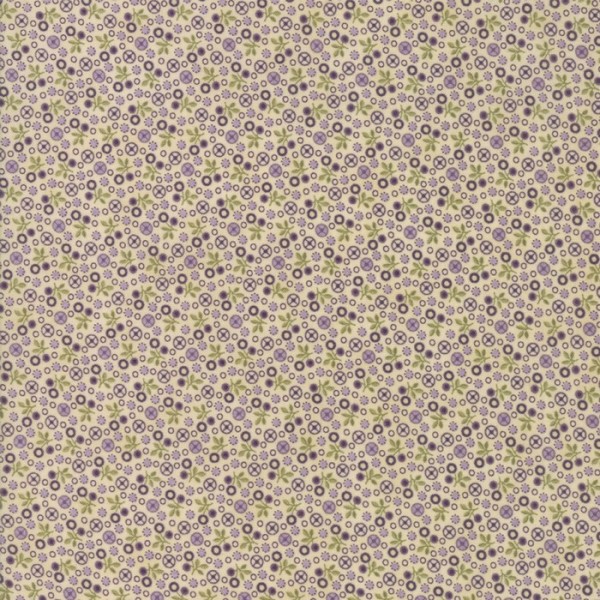 Tissu patchwork fleurettes violettes fond écru - Sweet violet de Jan Patek Dimensions:par 10 cm - Photo n°1