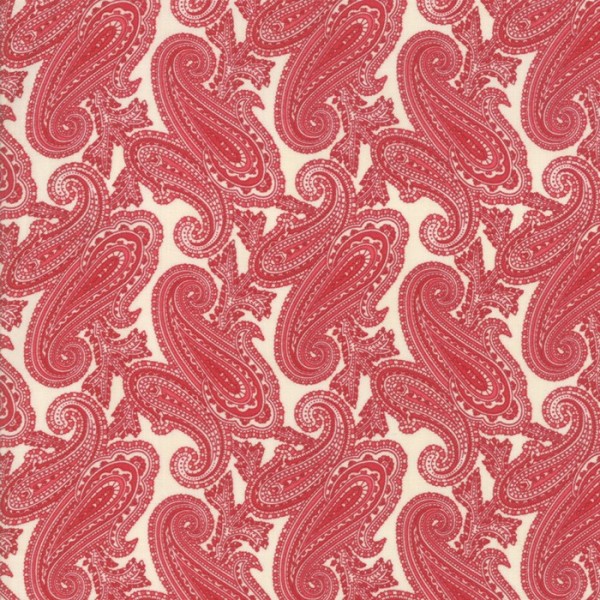 Tissu patchwork classique cachemire rouge fond écru - Cinnaberry de 3 Sisters Dimensions:par 10 cm - Photo n°1