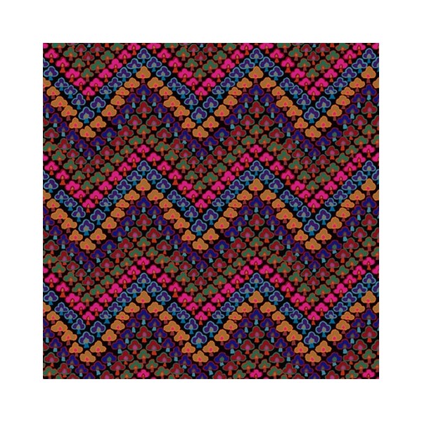 Tissu Kaffe Fassett trèfles multicolores foncés Trefoil GP167 Dimensions:par 10 cm - Photo n°1
