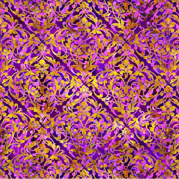 Tissu patchwork motif damassé violet - Pandora Dimensions:par 10 cm - Photo n°1