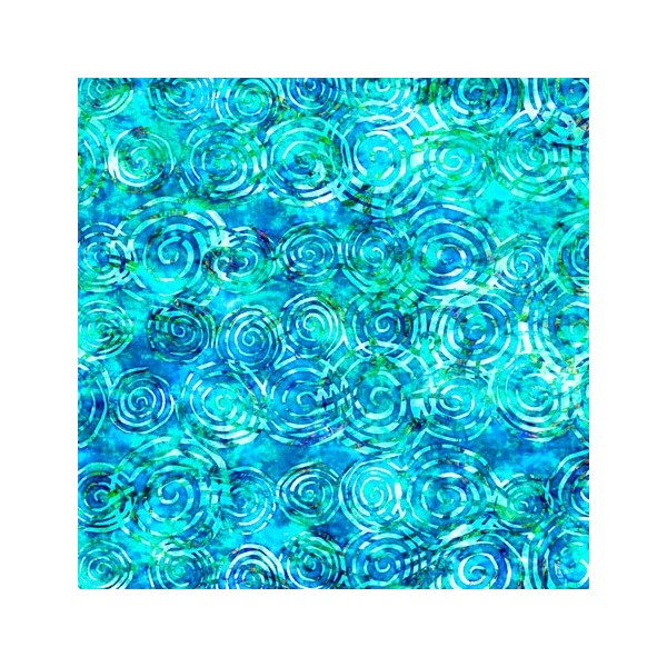 Tissu patchwork volutes bleu turquoise ton sur ton - Radiance Dimensions:par 10 cm - Photo n°1