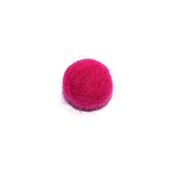 Boule en laine feutrée/feutrine 20 mm fuchsia - Photo n°1
