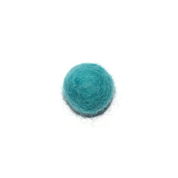 Boule en laine feutrée/feutrine 20 mm bleu turquoise - Photo n°1