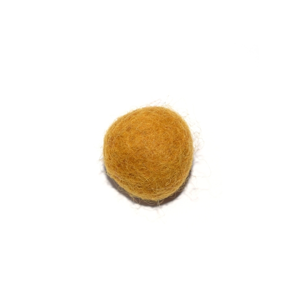 Boule en laine feutrée/feutrine 20 mm jaune moutarde - Photo n°1