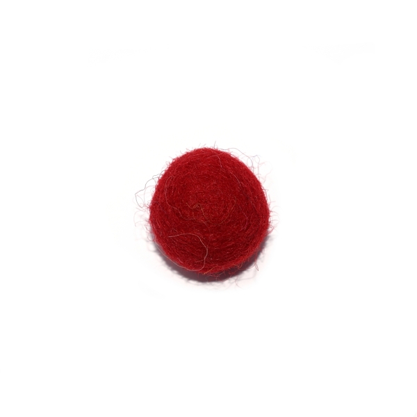 Boule en laine feutrée/feutrine 20 mm rouge - Photo n°1
