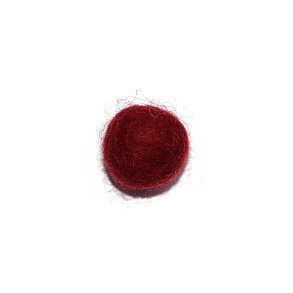 Boule en laine feutrée/feutrine 20 mm bordeaux - Photo n°1