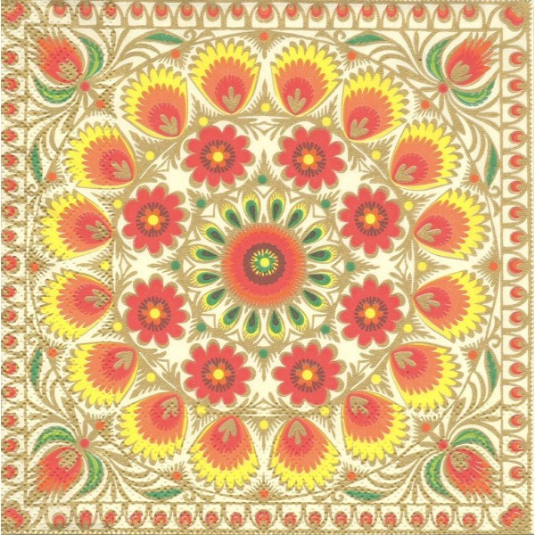 4 Serviettes en papier Décor Floral Rosace Format Lunch Collage Decopatch SLOG-016501 Pol-Mak - Photo n°1