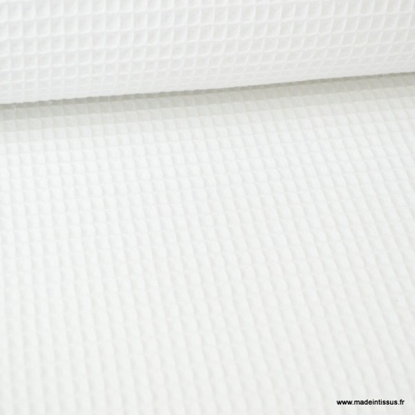 Tissu nid d'abeille Blanc - Oeko tex - Photo n°1