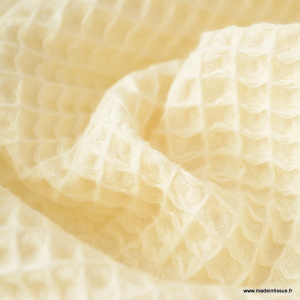 Tissu nid d'abeille Ecru - Oeko tex - Photo n°3