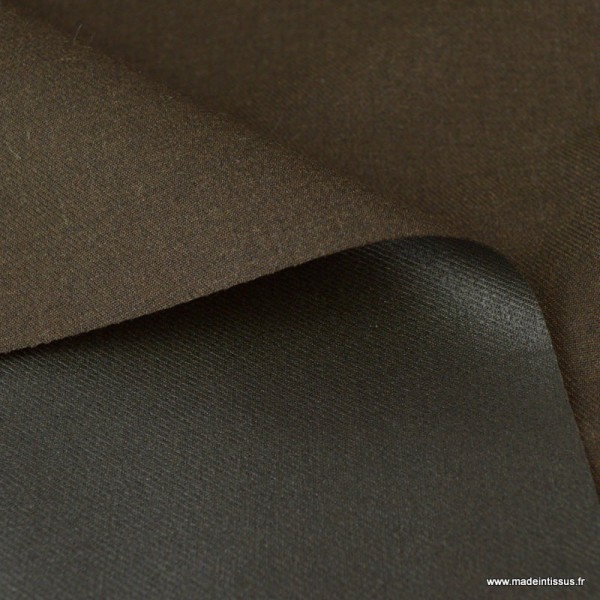 Tissu gabardine polyester viscose enduite étanche chocolat - Photo n°1