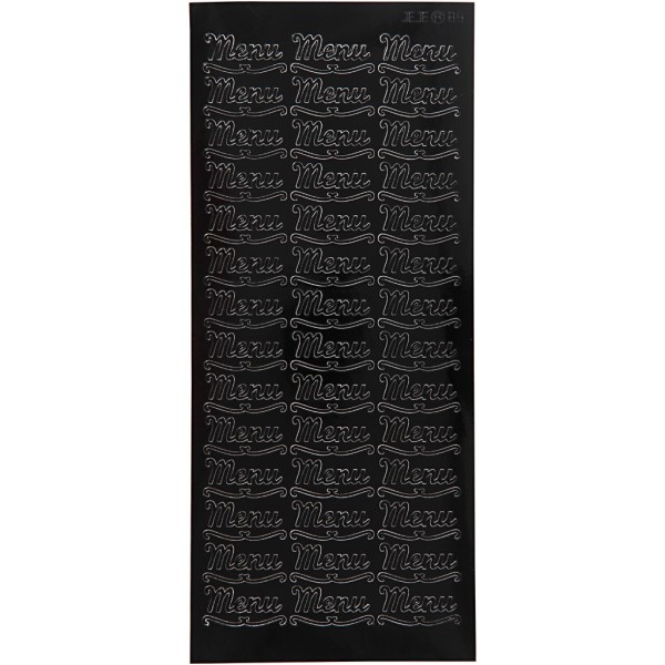 Stickers Peel Off - Noir - Motif Menu - 1 Planche de 10x23 cm - Photo n°1