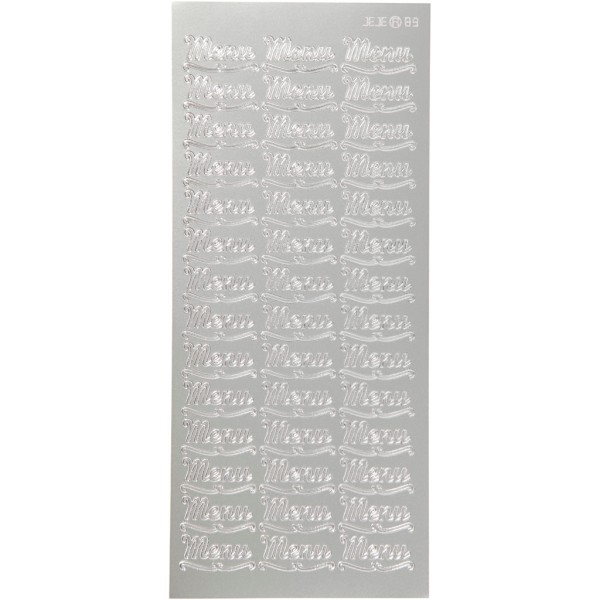 Stickers Peel Off - Argenté - Motif Menu - 1 Planche de 10x23 cm - Photo n°1