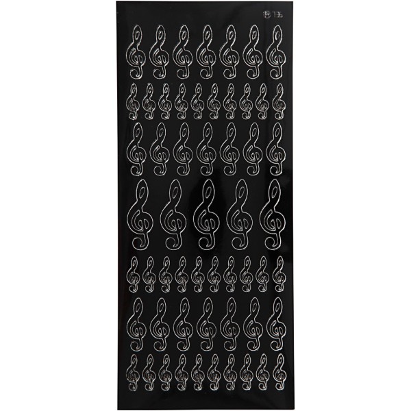 Stickers Peel Off - Noir - Clé de sol - 1 Planche de 10x23 cm - Photo n°1