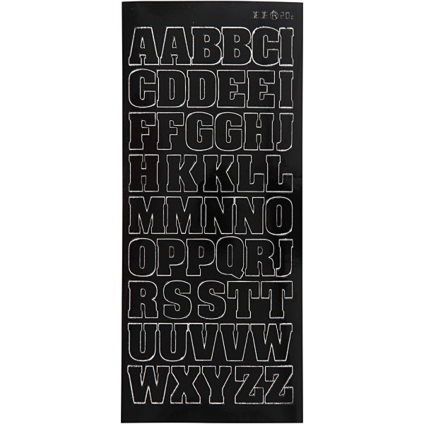 Stickers Peel Off - Noir - Gros alphabet - 1 Planche de 10x23 cm - Photo n°1