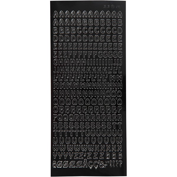 Stickers Peel Off - Noir - Alphabet majuscule - 1 Planche de 10x23 cm - Photo n°1