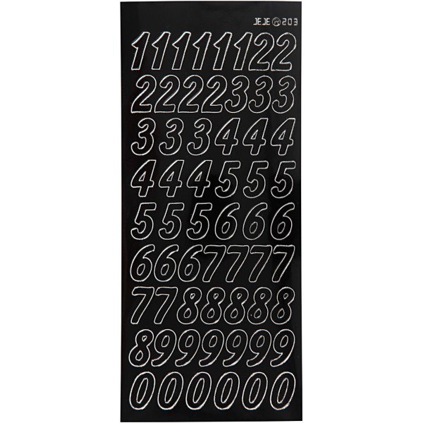 Stickers Peel Off - Noir - Gros chiffres - 1 Planche de 10x23 cm - Photo n°1