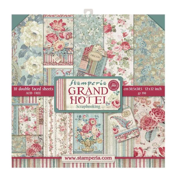 Papier scrapbooking Stamperia - Grand Hotel - 30 x 30 cm - 10 feuilles - Photo n°1