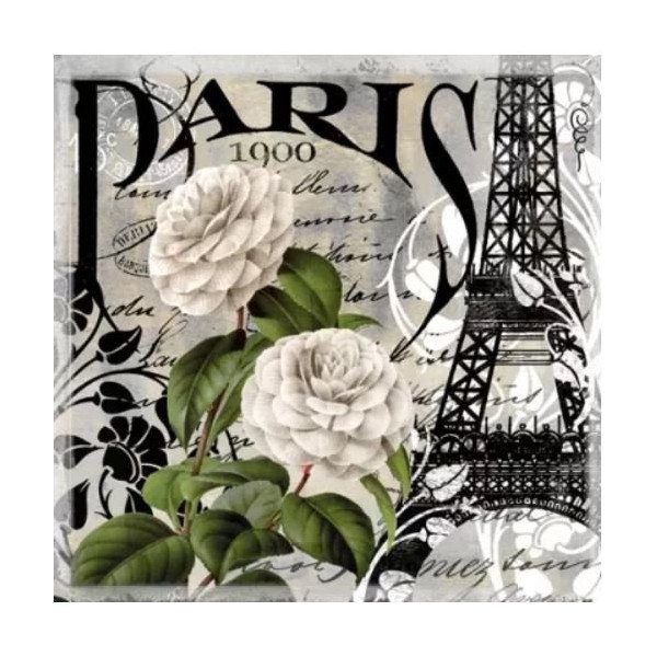 4 serviettes en papier découpage collage 33 cm VINTAGE PARIS FLEUR - Photo n°1