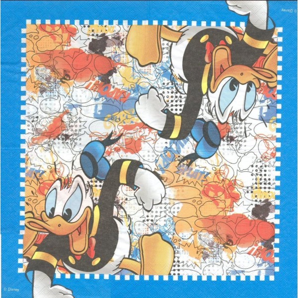 4 Serviettes en papier Donald Duck Format Lunch Decoupage Decopatch 3010956 Decorata - Photo n°1