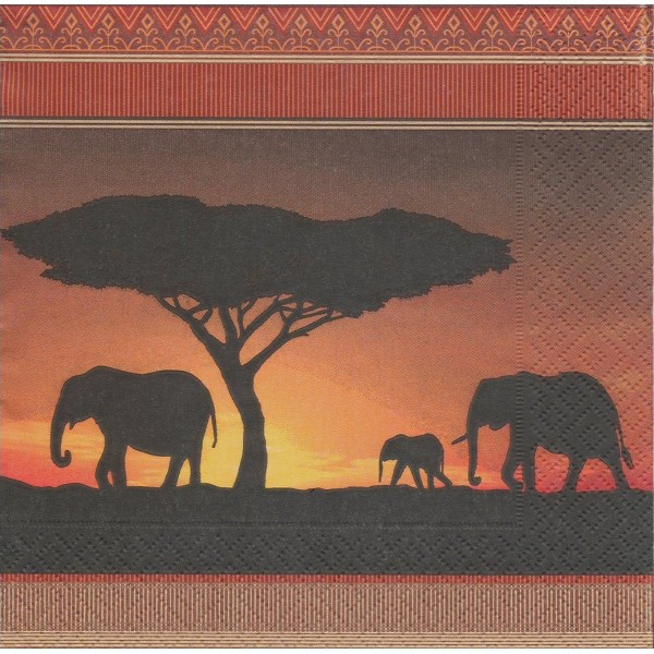 4 Serviettes en papier Elephant Afrique Serengeti Format Lunch Decoupage LN0514 Colourful Life - Photo n°1