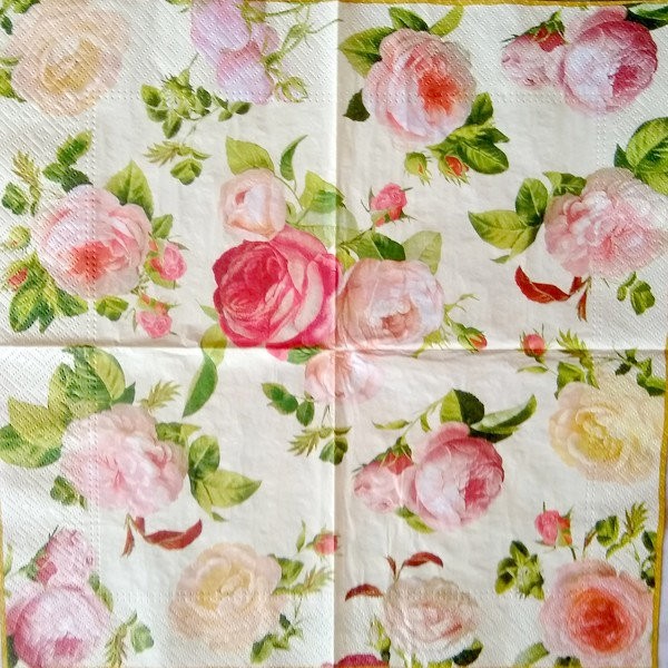 4 serviettes en papier découpage collage 33 cm ROSE ANCIENNE 343 - Photo n°2