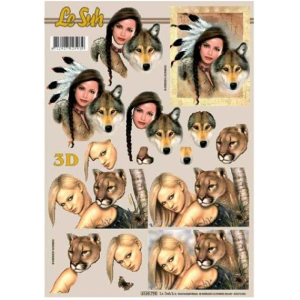 Carte 3D à découper - Femme et animaux - 4169798 - Photo n°1