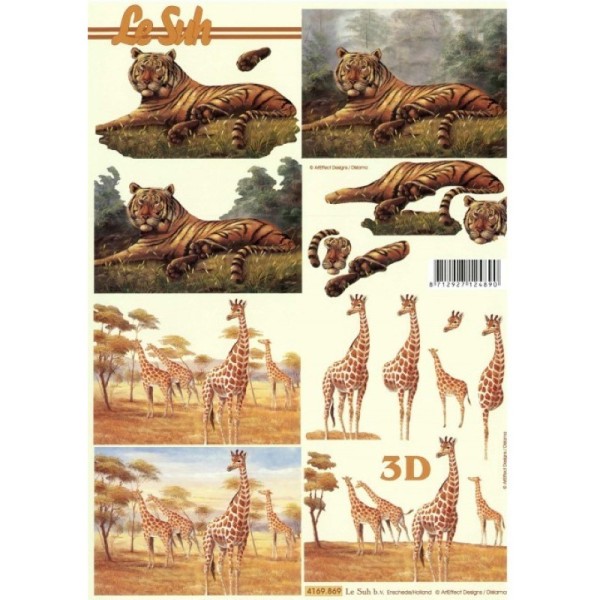 Carte 3D à découper - Tigres et girafes - 4169869 - Photo n°1