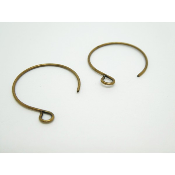 2 Paires Crochets Boucles d'oreilles ronds couleur bronze - 21*17mm - Photo n°1