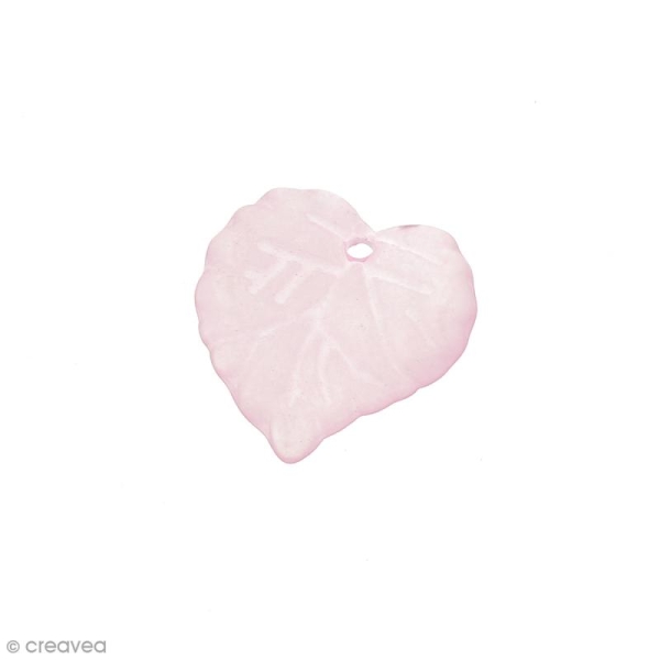 Breloque effet givré - Coeur Rose transparent - Photo n°1