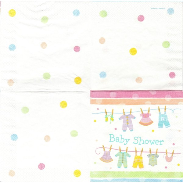 4 Serviettes en papier Naissance Vêtements Bébé Baby Shower Format Lunch Decoupage 667514 Converting - Photo n°2
