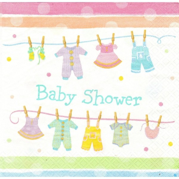 4 Serviettes en papier Naissance Vêtements Bébé Baby Shower Format Lunch Decoupage 667514 Converting - Photo n°1