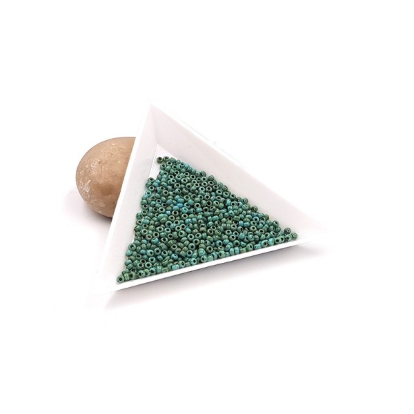 5 Grammes De Perles Miyuki Rocailles 11/0 Picasso Opaque Seafoam Green 4514 - Photo n°1