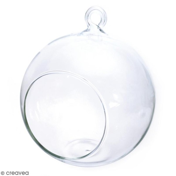 Boule en verre ouverte à suspendre - 8 cm - Photo n°1