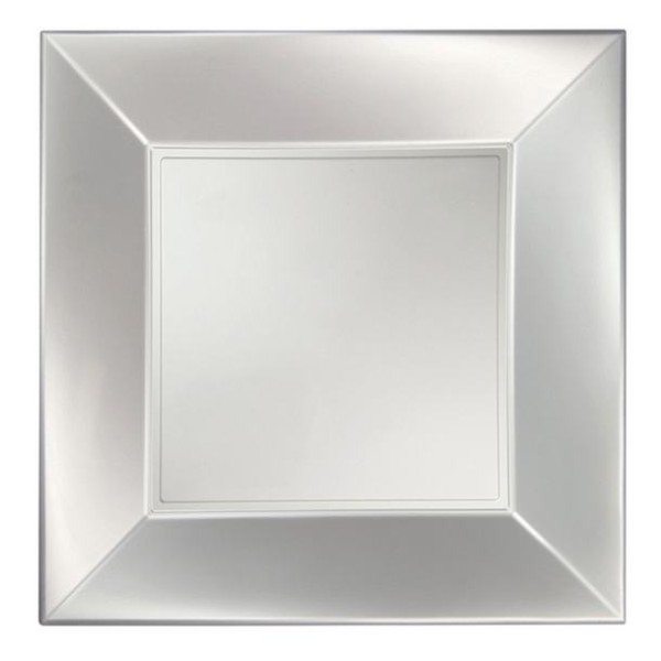 8 Assiettes carrées 23 cm blanc perlé Design - Photo n°1