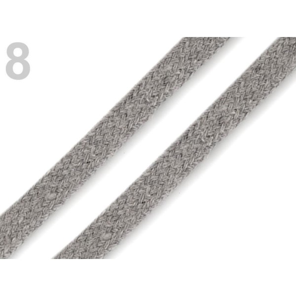 10m 8 Gris Très Léger Cordon en Coton Plat Largeur de 10mm, des Cordes, des Chaînes, des articles de - Photo n°1