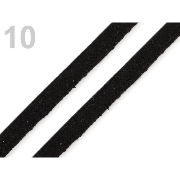 10m 10 Noir Cordon en Coton Plat Largeur de 10mm, des Cordes, des Chaînes, des articles de Mercerie - Photo n°1