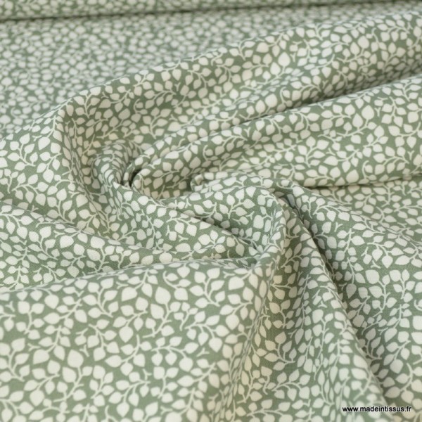 Tissu coton Feuilles Vert - Photo n°2