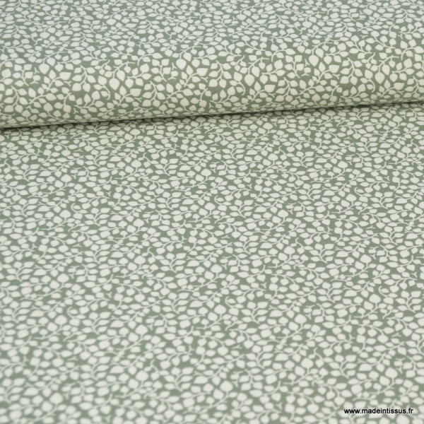 Tissu coton Feuilles Vert - Photo n°1