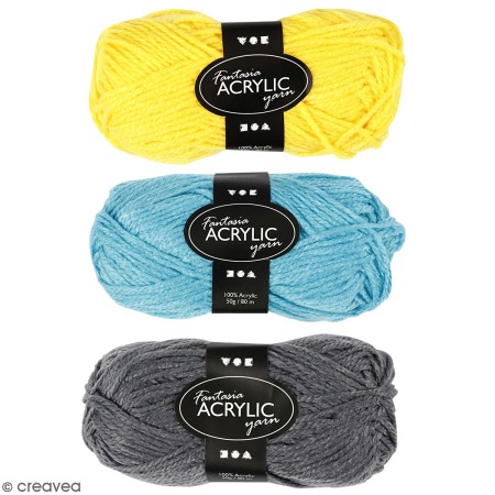 Pelote de laine Fantasia - Acrylique - Différents coloris - 50 gr - 80 m