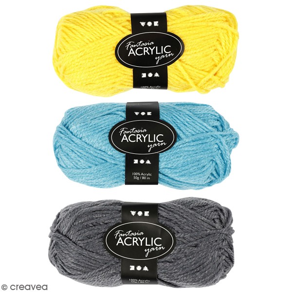Pelote de laine Fantasia - Acrylique - Différents coloris - 50 gr - 80 m - Photo n°1