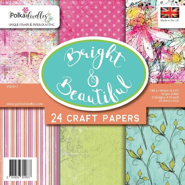 Papier scrapbooking Polkadoodles - Bright & Beautiful - 14,8 x 14,8 - 24 feuilles - Photo n°1