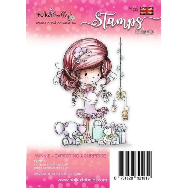 Tampon clear Polkadoodles - collection Winnie - Expecting a surprise  - 9 x 6,5 cm - Photo n°1