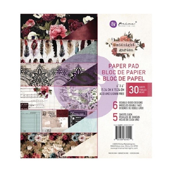 Papier scrapbooking  Prima Marketing - Midnight Garden - 15 x 15 cm - 30 feuilles - Photo n°1