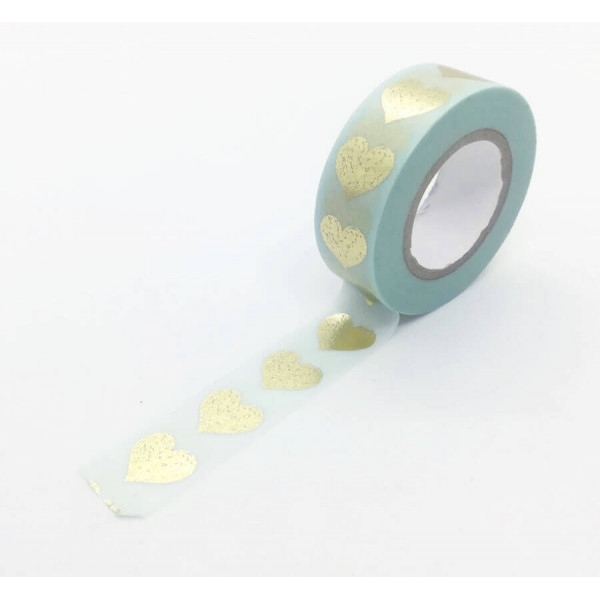 Rouleau Washi Tape 10m - Coeur Or TRAVEL THE WORLD - Photo n°1