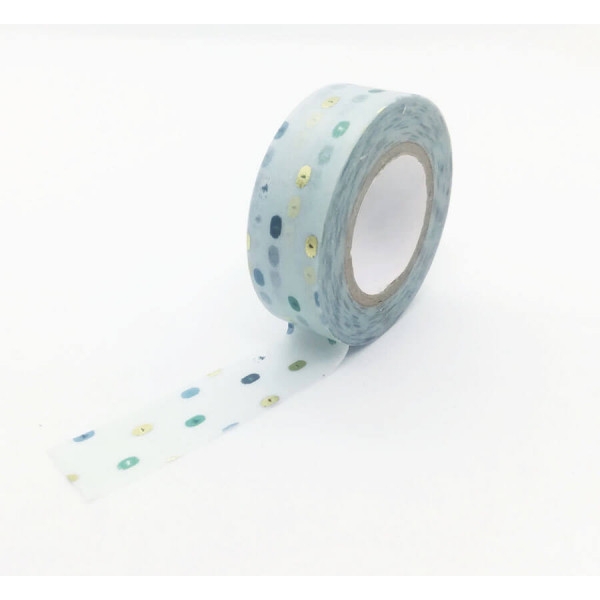 Rouleau Washi Tape 10m - Pois fond Mint TRAVEL THE WORLD - Photo n°1