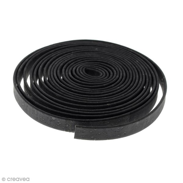 Cordon plat en liège Noir - 10 mm - Au mètre (sur mesure) - Photo n°1
