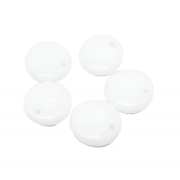 10x Perles Lentilles en verre Tchèque 12mm OPAQUE WHITE - Photo n°1