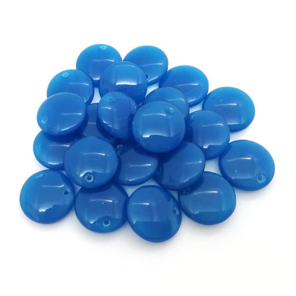 10x Perles Lentilles en verre Tchèque 12mm CAPRI BLUE OPAL - Photo n°2