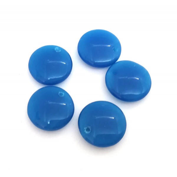 10x Perles Lentilles en verre Tchèque 12mm CAPRI BLUE OPAL - Photo n°1